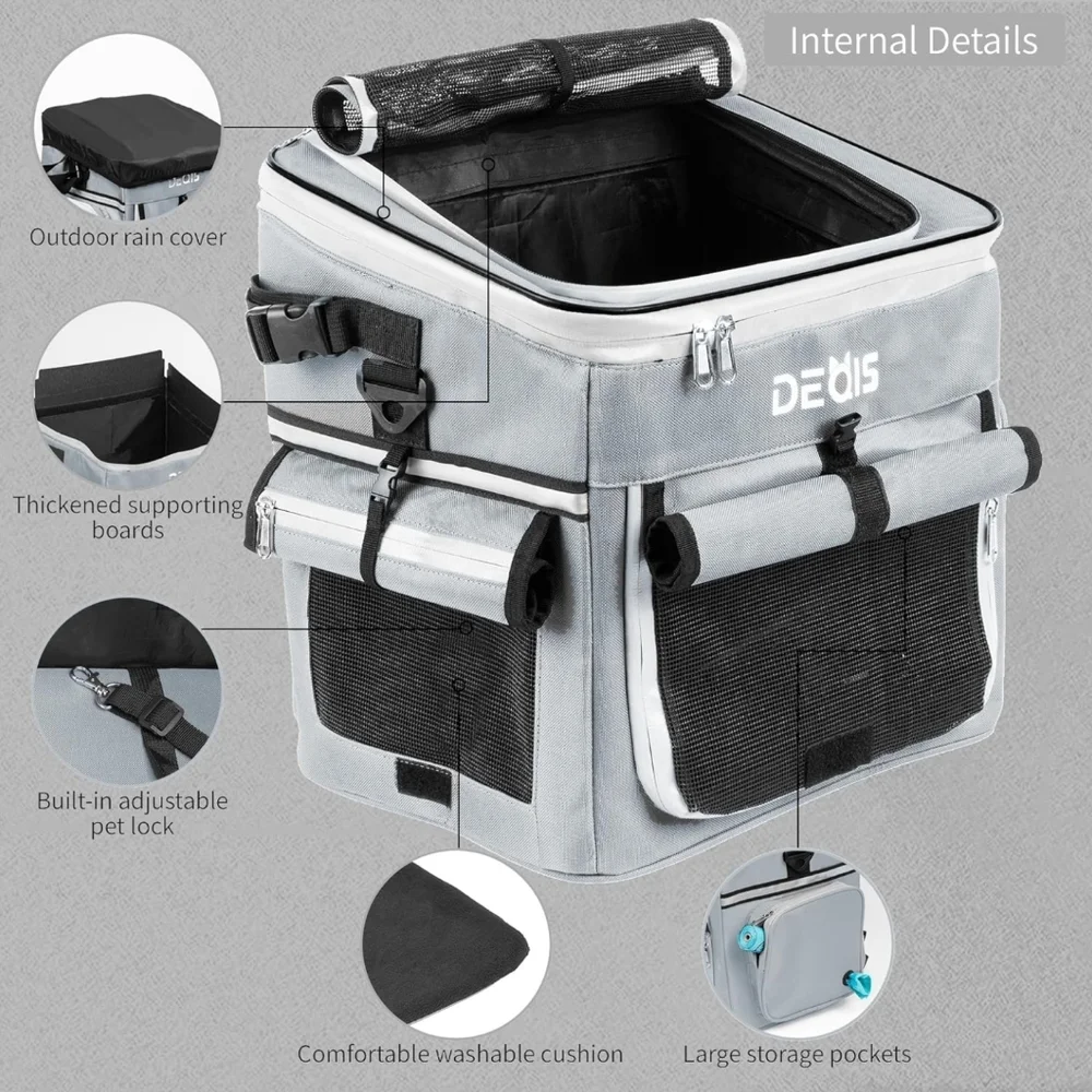 DEQIS Dog/Cat Travel bag- pet carrier- bike basket for small pets